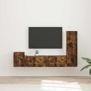 vidaXL Tv-meubelset Wandgemonteerd 4 pcs Gerookt eiken Bewerkt hout