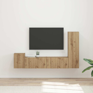 vidaXL Tv-meubelset Wandgemonteerd 4 pcs Artisan Eiken Bewerkt hout