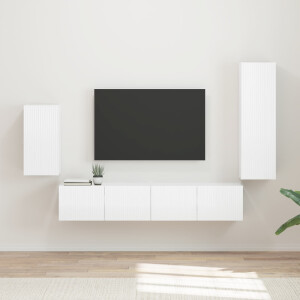 vidaXL Tv-meubelset Wandgemonteerd 4 pcs Hoogglans wit Bewerkt hout