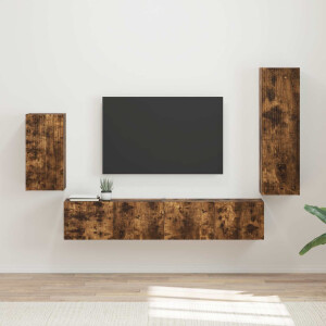 vidaXL Tv-meubelset Wandgemonteerd 4 pcs Gerookt eiken Bewerkt hout