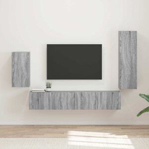 vidaXL Tv-meubelset Wandgemonteerd 4 pcs Grijs Sonoma Bewerkt hout