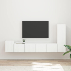 vidaXL Tv-meubelset Wandgemonteerd 3 pcs Wit Bewerkt hout