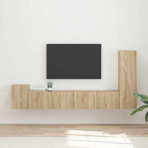 vidaXL Tv-meubelset Wandgemonteerd 3 pcs Sonoma Eiken Bewerkt hout