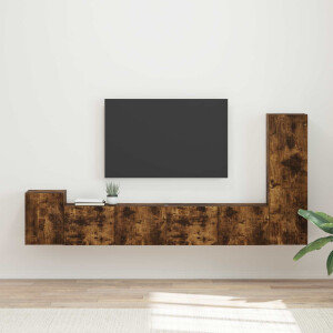 vidaXL Tv-meubelset Wandgemonteerd 3 pcs Gerookt eiken Bewerkt hout