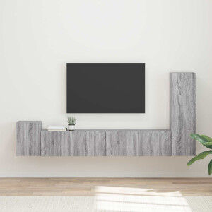 vidaXL Tv-meubelset Wandgemonteerd 3 pcs Grijs Sonoma Bewerkt hout
