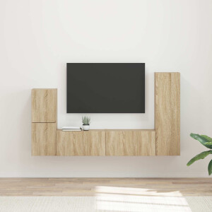 vidaXL Tv-meubelset Wandgemonteerd 4 pcs Sonoma Eiken Bewerkt hout