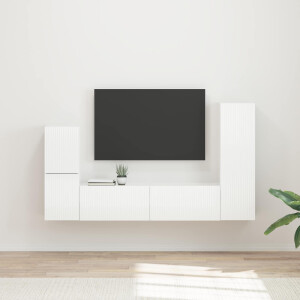 vidaXL Tv-meubelset Wandgemonteerd 4 pcs Hoogglans wit Bewerkt hout