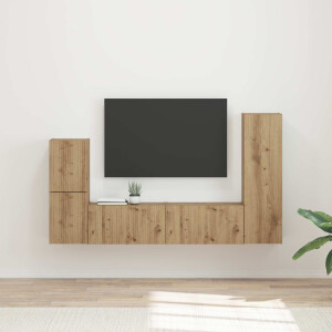 vidaXL Tv-meubelset Wandgemonteerd 4 pcs Artisan Eiken Bewerkt hout