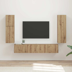 vidaXL Tv-meubelset Wandgemonteerd 4 pcs Artisan Eiken Bewerkt hout