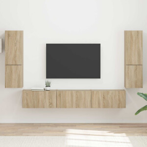 vidaXL Tv-meubelset Wandgemonteerd 4 pcs Sonoma Eiken Bewerkt hout