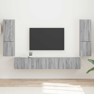 vidaXL Tv-meubelset Wandgemonteerd 4 pcs Grijs Sonoma Bewerkt hout