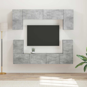 vidaXL Tv-meubelset Wandgemonteerd 5 pcs Beton Grijs Bewerkt hout