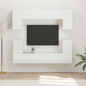 vidaXL Tv-meubelset Wandgemonteerd 5 pcs Hoogglans wit Bewerkt hout