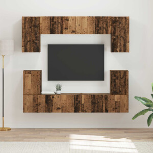 vidaXL Tv-meubelset Wandgemonteerd 5 pcs Oud Hout Bewerkt hout