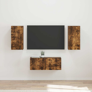 vidaXL Tv-meubelset Wandgemonteerd 6 pcs Gerookt eiken Bewerkt hout