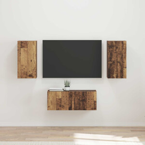 vidaXL Tv-meubelset Wandgemonteerd 6 pcs Oudhout Bewerkt hout