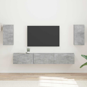 vidaXL Tv-meubelset Wandgemonteerd 5 pcs Beton Grijs Bewerkt hout