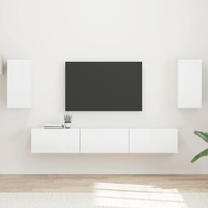 vidaXL Tv-meubelset Wandgemonteerd 5 pcs Hoogglans wit Bewerkt hout