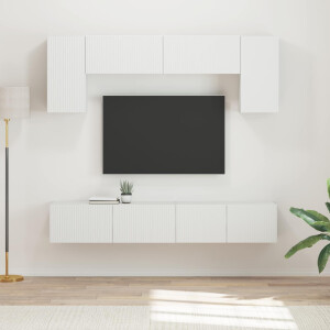 vidaXL Tv-meubelset Wandgemonteerd 4 pcs Wit Bewerkt hout
