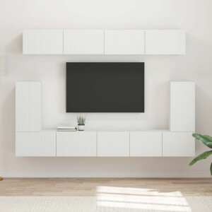 vidaXL Tv-meubelset Wandgemonteerd 5 pcs Wit Bewerkt hout