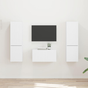 vidaXL Tv-meubelset 5 pcs Wit Bewerkt hout