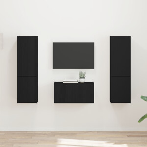 vidaXL Tv-meubelset 5 pcs Zwart Bewerkt hout