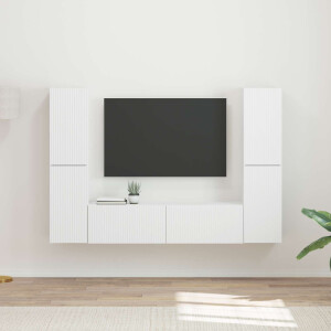 vidaXL Tv-meubelset 6 pcs Wit Bewerkt hout