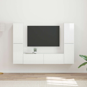 vidaXL Tv-meubelset 6 pcs Hoogglans wit Bewerkt hout