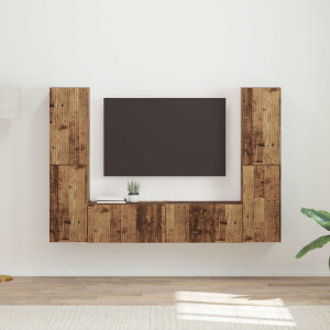 vidaXL Tv-meubelset 6 pcs Oud Hout Bewerkt hout