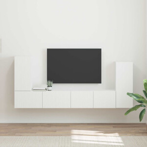 vidaXL Tv-meubelset 4 pcs Wit Bewerkt hout