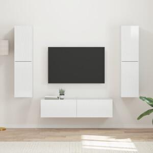 vidaXL Tv-meubelset 6 pcs Hoogglans wit Bewerkt hout