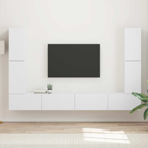 vidaXL Tv-meubelset 8 pcs Wit Bewerkt hout
