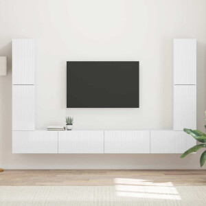 vidaXL Tv-meubelset 8 pcs Hoogglans wit Bewerkt hout
