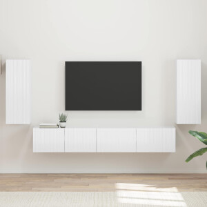 vidaXL Tv-meubelset 4 pcs Hoogglans wit Bewerkt hout