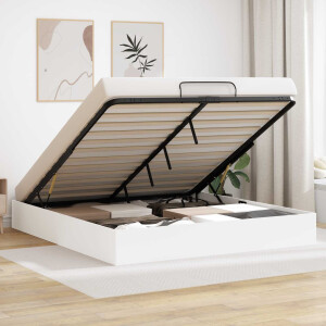 vidaXL Ottoman Bedframe Wit 203 x 180 x 25 cm Geconstrueerd hout