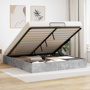 vidaXL Ottoman Bedframe Beton 203 x 180 x 25 cm Geconstrueerd hout