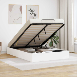 vidaXL Ottoman Bedframe Wit 203 x 150 x 25 cm Geconstrueerd hout
