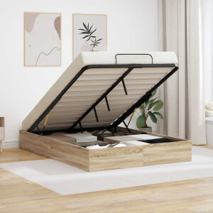vidaXL Ottoman Bedframe met opslag Sonoma Eiken 203 x 150 x 25 cm