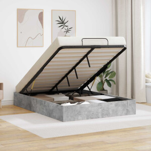 vidaXL Ottoman Bedframe Beton Grijs 135 x 190 cm Geconstrueerd hout