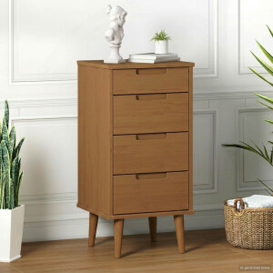vidaXL Ladekast MOLDE Caramel 40 x 35 x 82 cm Massief grenenhout