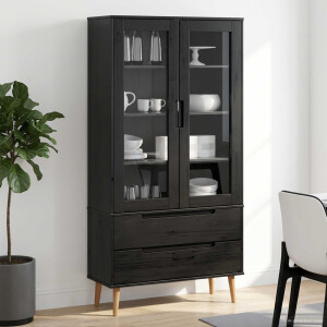 vidaXL Glazen Display Kast Zwart 90 x 35 x 175 cm