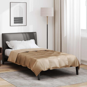 vidaXL Zomer Dekbed Goud 155 x 220 cm Satijn en Microfiber