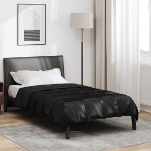 vidaXL Zomer Dekbed Zwart 135 x 200 cm Satijn en Microfiber
