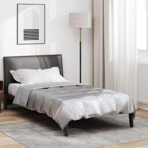 vidaXL Zomer Dekbed Zilver 135 x 220 cm Satijn en Microfiber