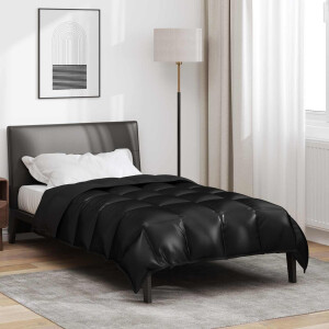 vidaXL Winter Dekbed Zwart 135 x 200 cm Satijn en Microfiber