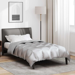 vidaXL Winter Dekbed Zilver 135 x 220 cm Satijn en Microfiber