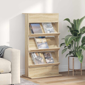 vidaXL Tijdschrift Rek Sonoma Eiken 70 x 41 x 126 cm Bewerkt hout