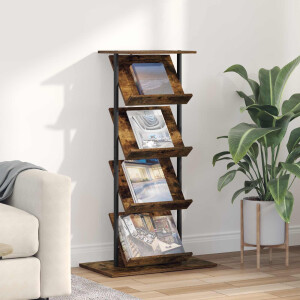vidaXL Tijdschrift Rek Gerookt eiken 68 x 40 x 123.5 cm Bewerkt hout