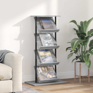 vidaXL Tijdschrift Rek Grijs Sonoma 68 x 40 x 123.5 cm Bewerkt hout