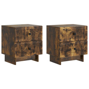 vidaXL Nachtkastje met lade 2 pcs Gerookt eiken 43 x 34,5 x 47,5 cm